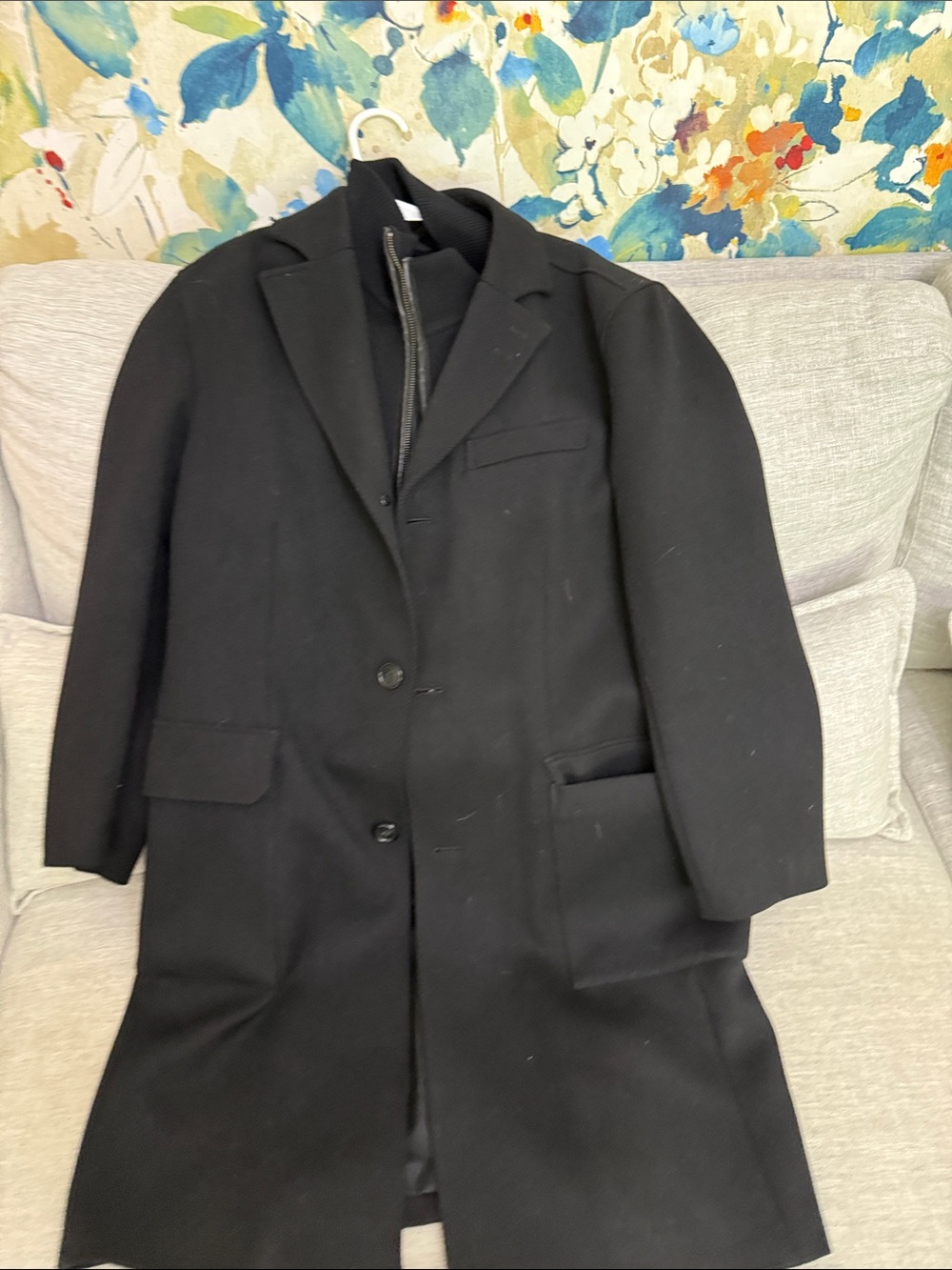 Cole Haan Black Men's Wool Pea Coat - Picture 4 of 4
